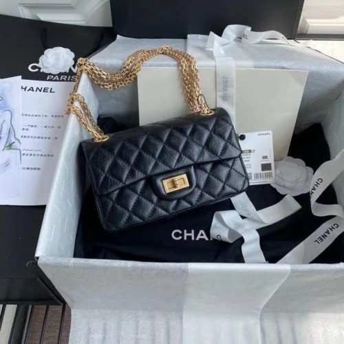 Geantă Chanel 2.55 din piele de vițel cu clapă A37586 neagră