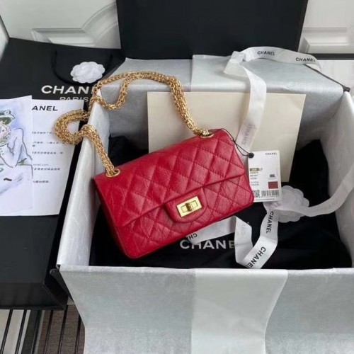 Geantă Chanel 2.55 din piele de vițel cu clapă A37586 roșie