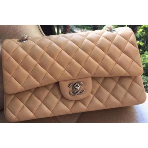 Geantă Chanel 2.55 Series Flap Bag Apricot Piele Originală A01112 Argintie