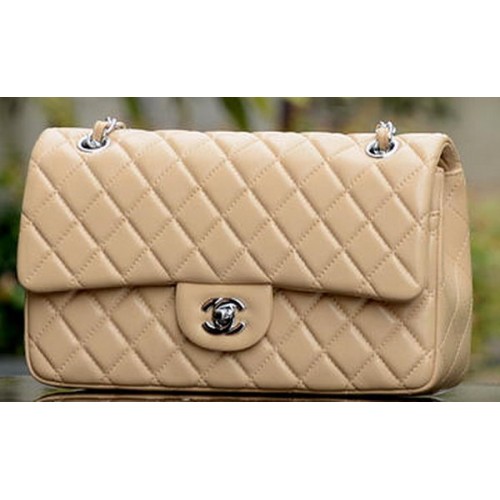 Geantă Chanel 2.55 Series Flap din piele de oaie Apricot A37586 Argintiu