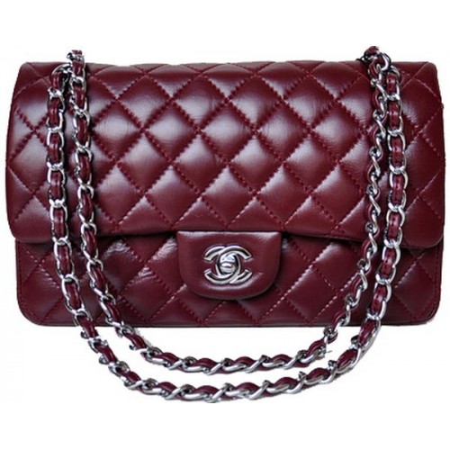 Geantă Chanel 2.55 Series Flap din piele de lac A1112 argintie