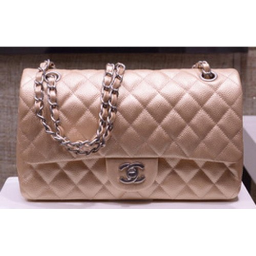 Geantă Chanel seria 2.55 Flap din piele aurie originală Caviar A1112 argintie