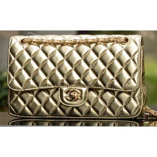 Geantă Chanel 2.55 Series Flap din piele de oaie aurie A1112 auriu