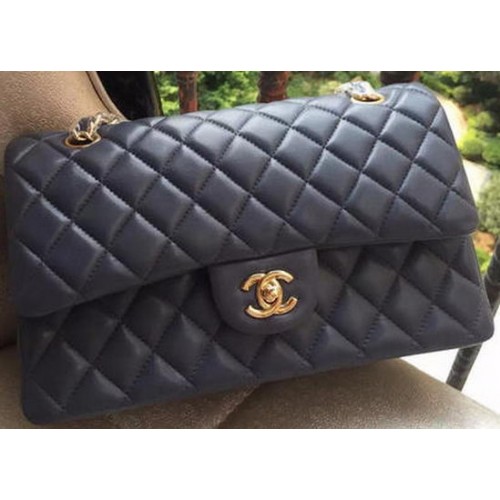 Geantă Chanel 2.55 Series Flap, gri, din piele originală A01112, auriu