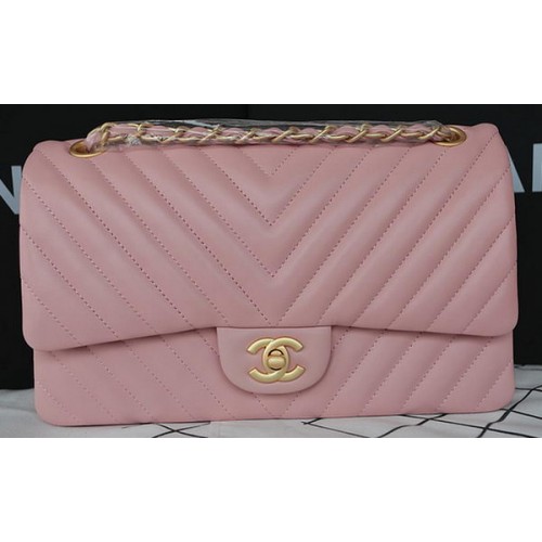 Geantă Chanel 2.55 Series Flap Bag din piele de miel Chevron A1112CF roz