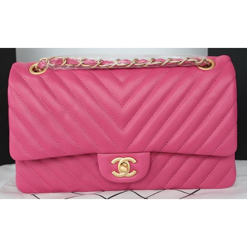 Geantă Chanel 2.55 Series Flap Bag din piele de miel Chevron A1112CF Roz
