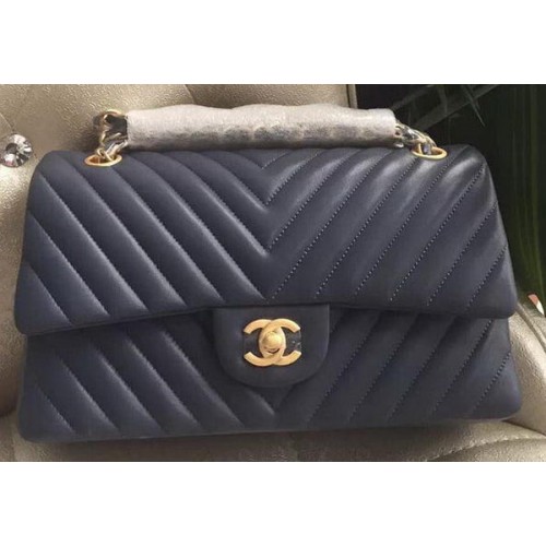 Geantă Chanel 2.55 Series Flap Bag din piele de miel Chevron A1112CF Royal