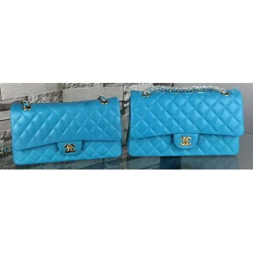 Geantă Chanel 2.55 Series Flap din piele de miel A5024 Albastră