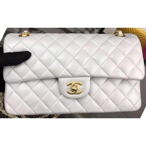 Geantă Chanel 2.55 Series Flap, piele de oaie Offwhite A06375, auriu