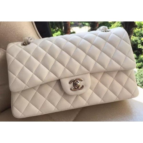 Geantă Chanel 2.55 Series Flap, piele de miel originală A1112, alb
