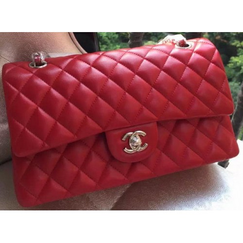 Geantă Chanel 2.55 Series Flap din piele roșie originală A01112 argintie