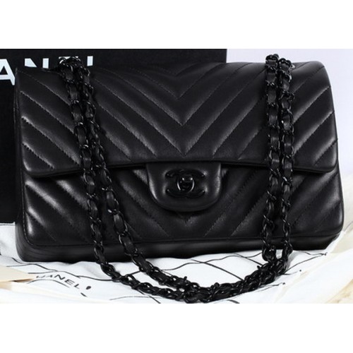Geantă Chanel 2.55 Series Flap Bag din piele de oaie Chevron A1112 Negru