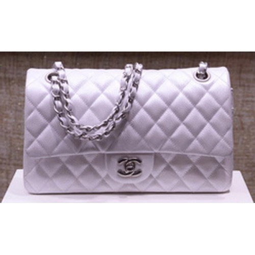 Geantă Chanel 2.55 Series Flap din piele originală Caviar A1112 argintie