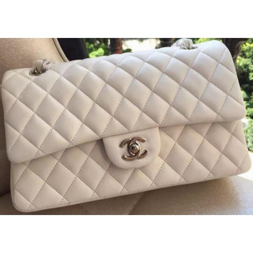Geantă Chanel 2.55 Series Flap White Original Leather A01112 Silver