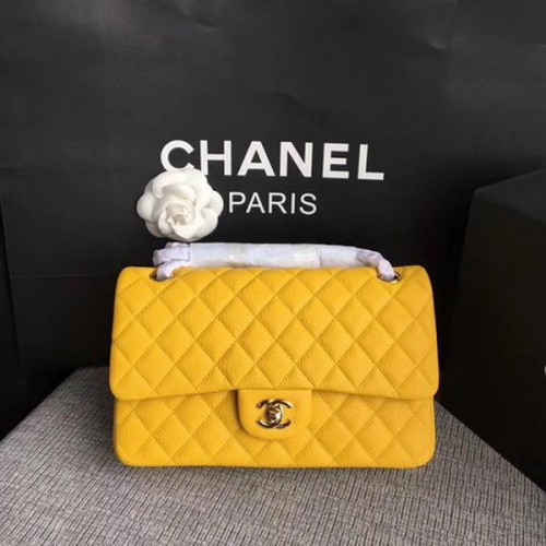 Genți Chanel seria 2.55 cu clapă, piele de căprioară originală A1112 galbenă