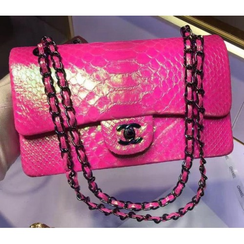 Genți Chanel seria 2.55 cu clapă, piele de șarpe originală A1112 roz