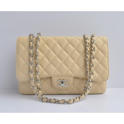 Geantă Chanel 2.55 Flap Bag 28600 Crem cu lanț de argint