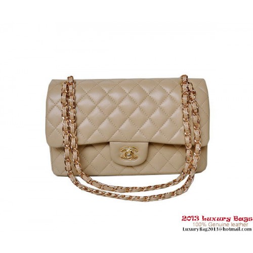 Chanel A01112 Geantă clasică cu clapă, piele de oaie, auriu, culoare caisă