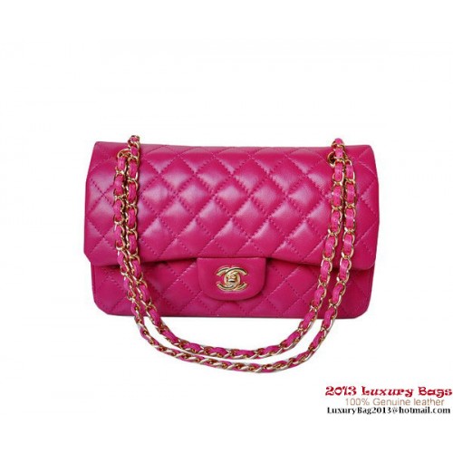 Chanel A01112 Geantă clasică cu clapă, piele de oaie aurie, culoare prună