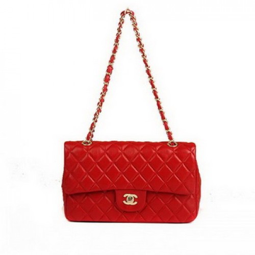 Geantă Chanel 2.55 Series Flap A01112 din piele roșie, cu accesorii aurii
