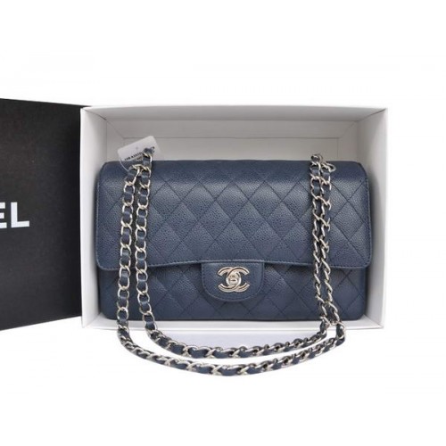 Geantă Chanel A1112 seria 2.55 Flap Bag Original Cannage Leather Blue