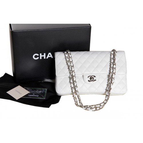 Geantă Chanel A1112 seria 2.55 Flap din piele originală Caviar albă