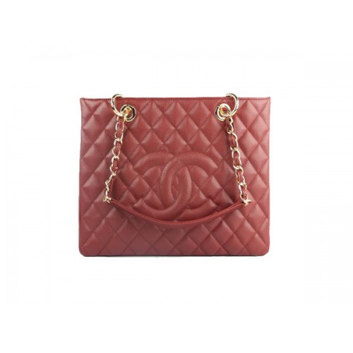 Geantă de umăr Chanel A50995 Maroon Original Cannage din piele, aurie