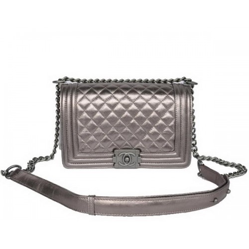 Geantă de umăr Chanel A67086 Antique Le Boy cu clapă argintie ieftină