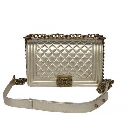 Geantă de umăr Chanel A67086 Le Boy cu clapă, auriu deschis, stil fierbinte, bronz