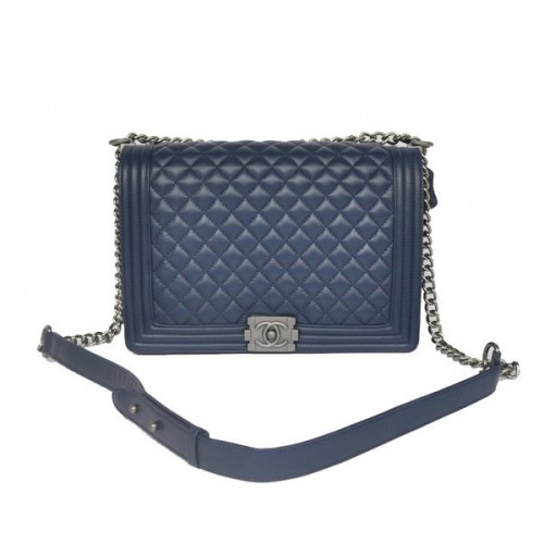 Geantă de umăr Chanel A67087 Royalblue din piele de oaie Le Boy cu clapă