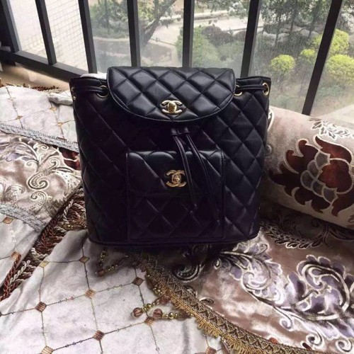 Rucsac Chanel din piele de oaie originală A9036 Negru