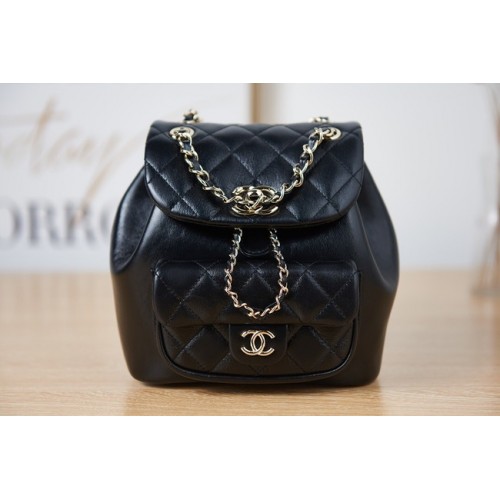 Rucsac Chanel din piele de oaie originală AS2908 negru