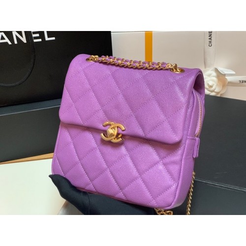 Rucsac Chanel din piele de vițel granulată, piele originală AS3108 Lavandă