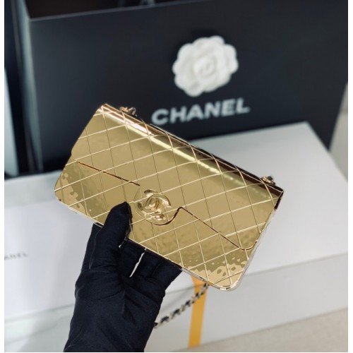 Geantă de umăr Chanel Box C5691 aurie