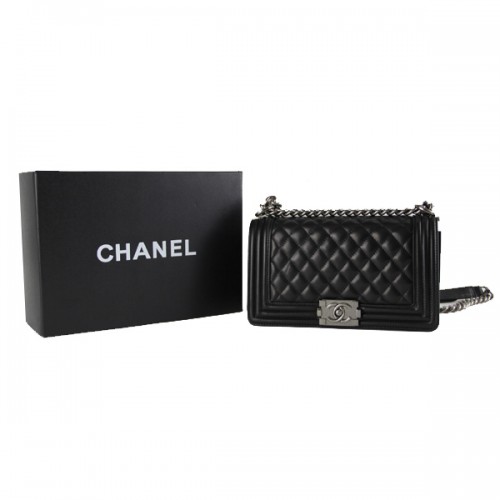 Geantă de umăr Chanel Boy 2014 Flap din piele de oaie originală A67086 Negru