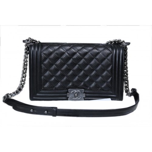 Geantă de umăr Chanel Boy Flap din piele de vițel A90164 Negru