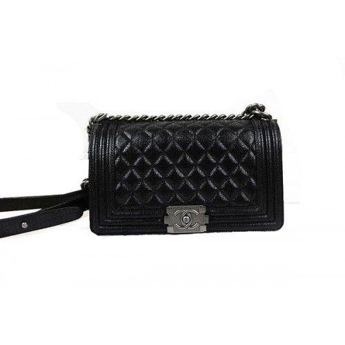 Geantă de umăr Chanel Boy Flap din piele crapată glazurată originală A67025 neagră