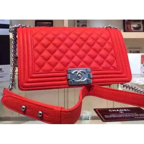 Genți de umăr Chanel Boy Flap din piele de cerb A67086 roșii