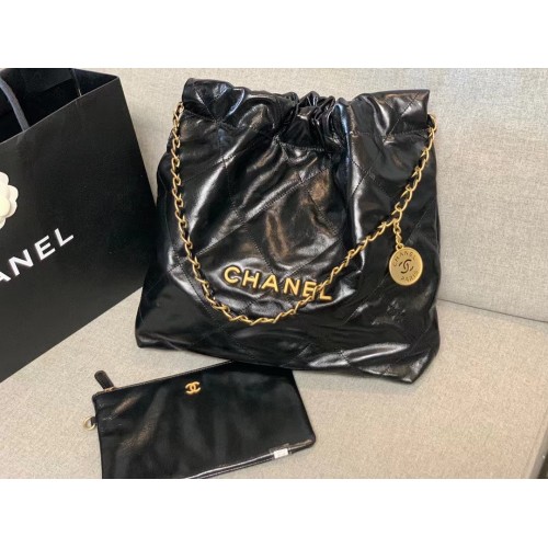 Geantă de cumpărături Chanel din piele de vițel AS3261 neagră