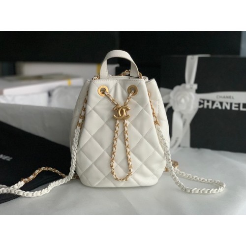 Rucsac Chanel din piele de vițel AS3211 alb