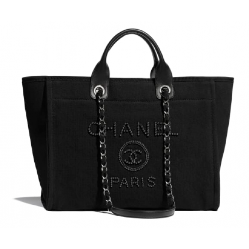 Geantă de cumpărături Chanel Canvas Tote A66941 neagră