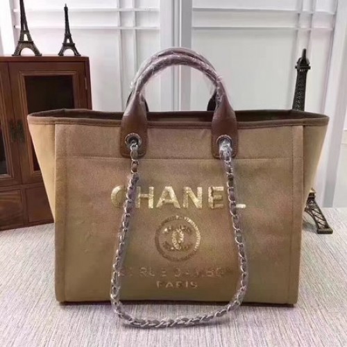 Geantă de cumpărături Chanel Canvas Tote A68046 Caisă