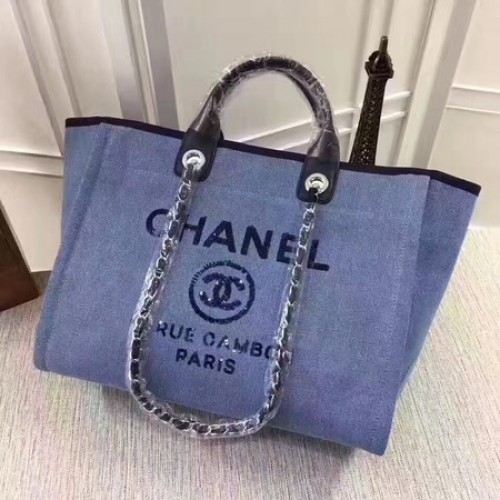 Geantă de cumpărături Chanel Canvas Tote A68046 Albastră
