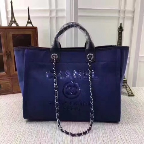 Geantă de cumpărături Chanel Canvas Tote A68046 Royal