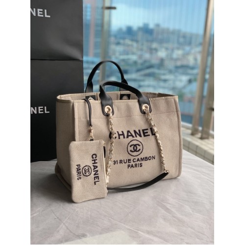 Geantă de cumpărături Chanel Canvas Tote B66941 Bej