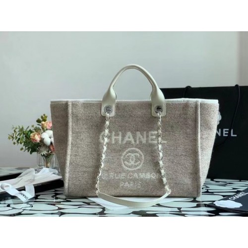 Geantă de cumpărături Chanel Canvas Tote B66941 Crem