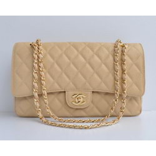 Geantă Chanel Classic 2.55 Series Apricot Caviar Golden Chain Matlasată cu Clapă 1113