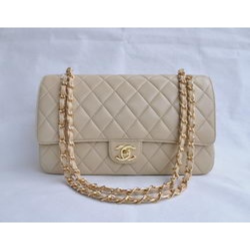 Geantă Chanel Classic 2.55 Series din piele de miel, culoare caisă, cu lanț auriu, matlasată, cu clapă 1113