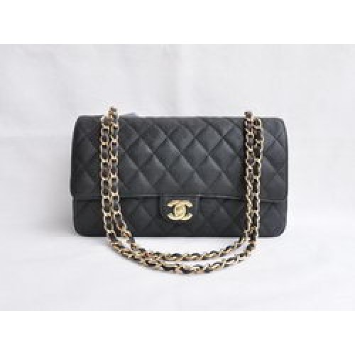 Geantă Chanel Classic 2.55 Series Black Caviar Golden Chain Matlasată cu Clapă 1113