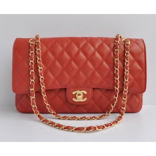 Geantă Chanel Classic 2.55 Series Red Caviar Golden Chain Matlasată cu Clapă 1113